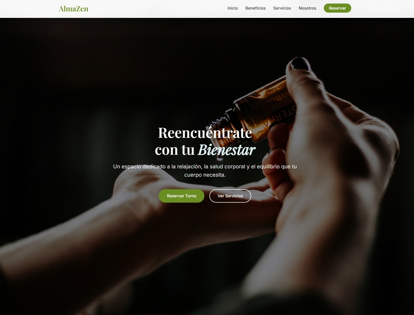 Diseño web para centro de masajes AlmaZen