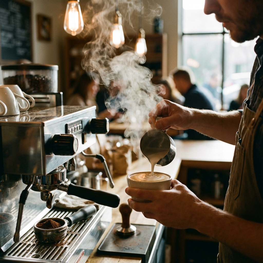 Barista preparando café